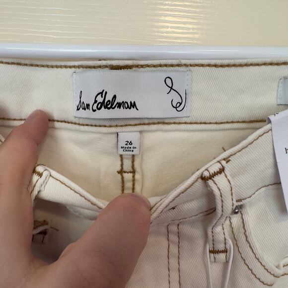 NWT Sam Edelman High Rise Slim Straight Jeans Size 26 Undyed Natural Casual - Picture 4 of 9
